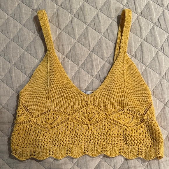Yellow and Orange Knit Crop Tops Set - Picture 4 of 7